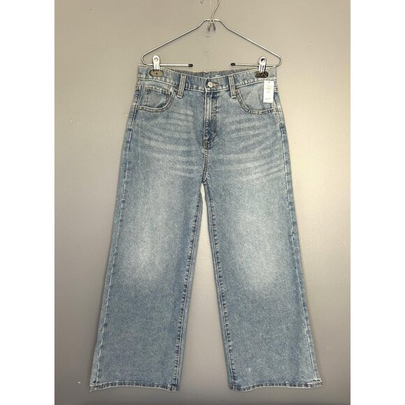 Old Navy Jeans Girls 14 Plus High Rise Baggy Wide Leg Adjustable Waist Denim - Picture 1 of 13